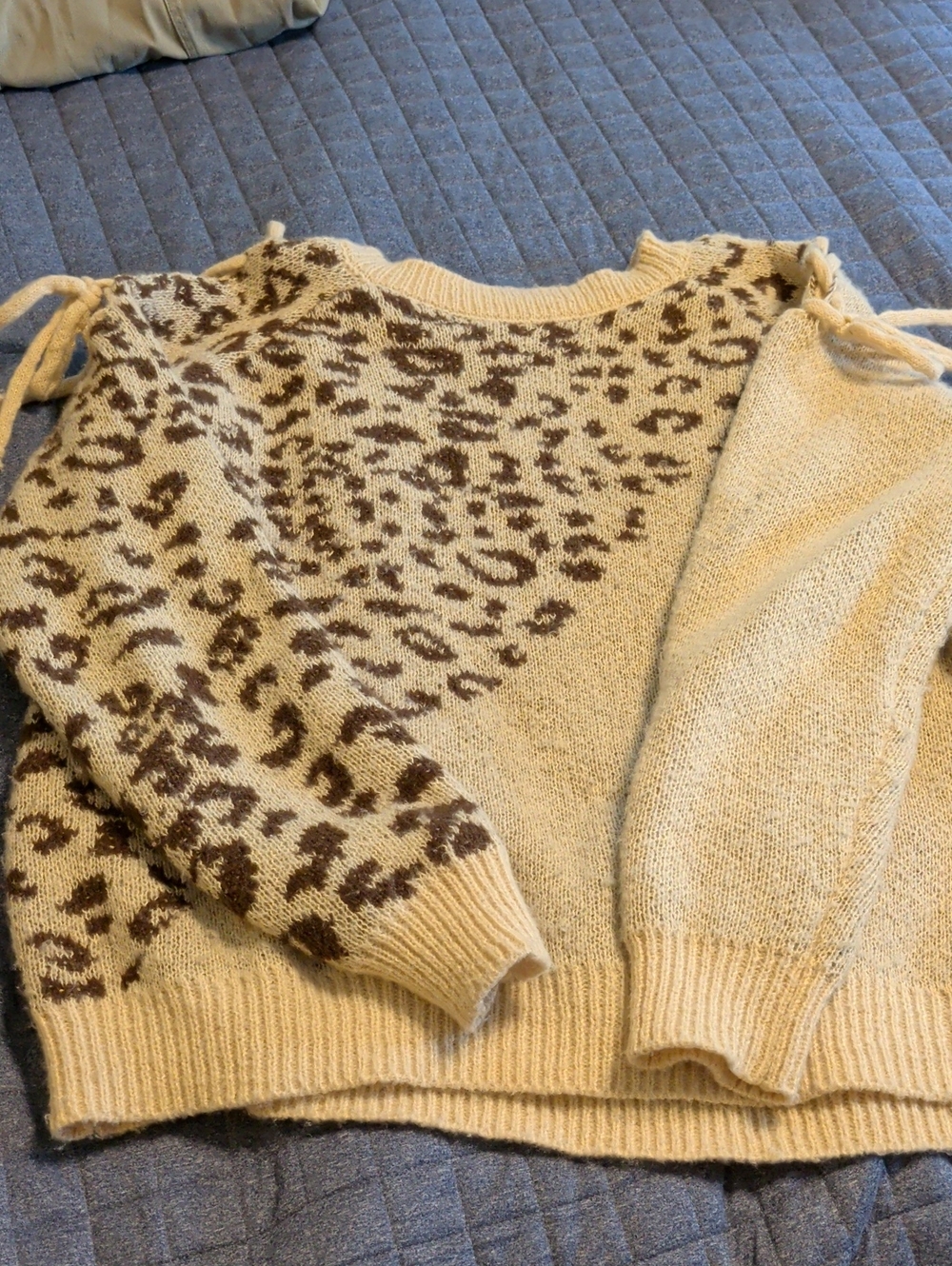 Cato Cream Leopard-Print Crewneck Sweater
